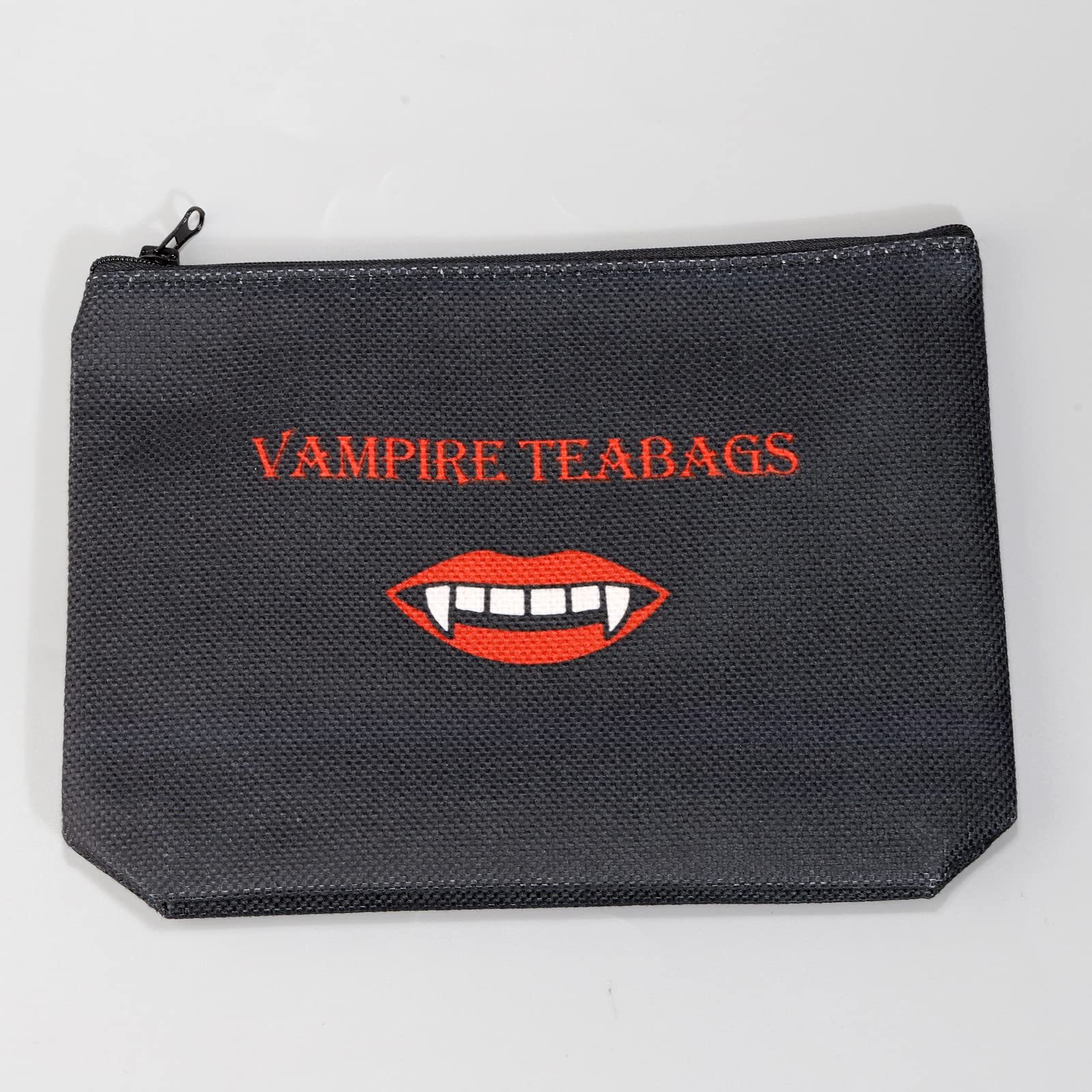 LEVLO TV Vampire Lovers Inspired Gift - Funny Vampire Teabag Makeup Bag for Women Fans (Black) | Perfect for Halloween, Cosplay & Gothic Fashion Accessories