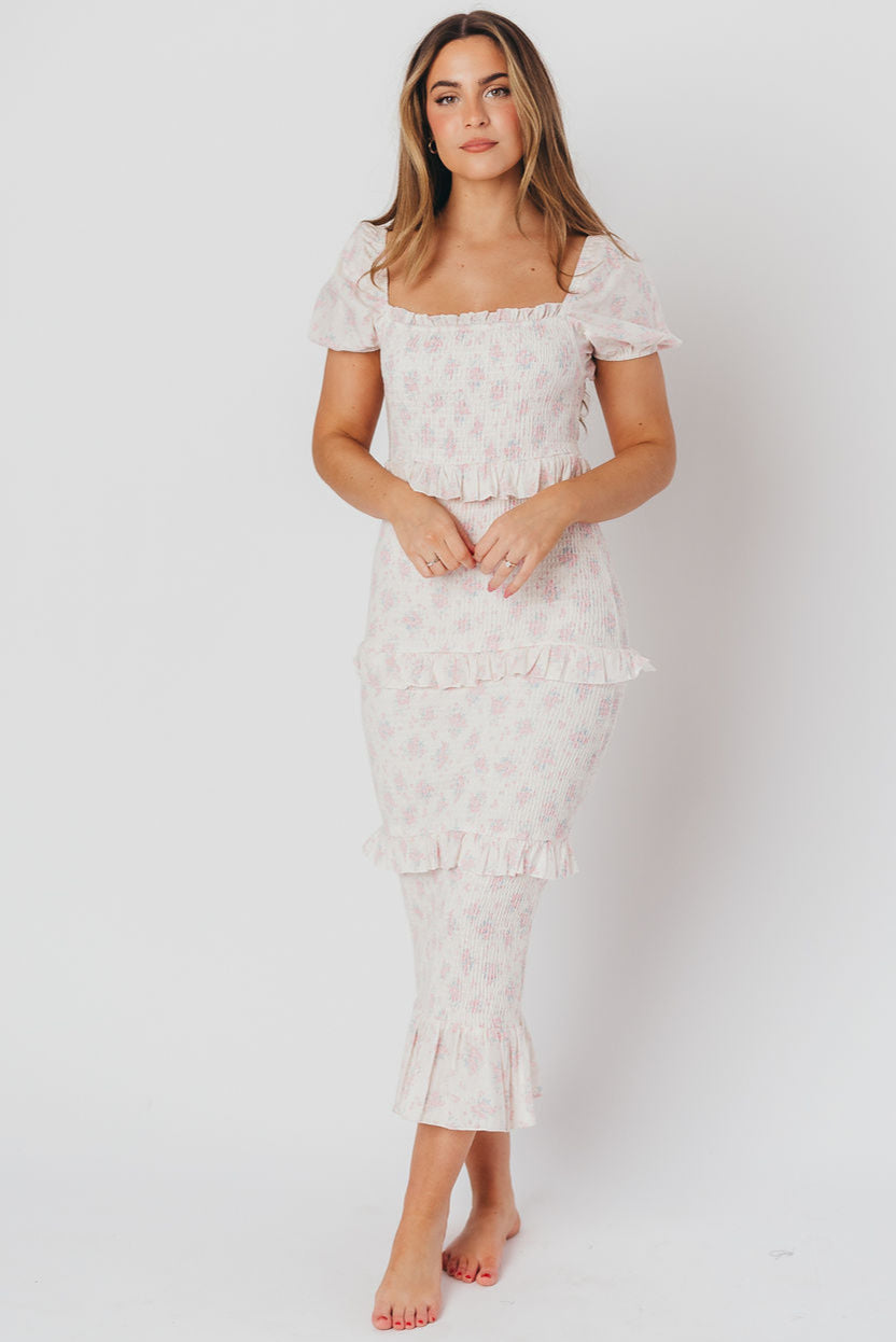 Ada Smocked Dress in Pink Floral - Bump Friendly Maternity Dress & Inclusive Sizing (S-3XL) | Perfect for Baby Showers, Bridal Events & Summer Weddings