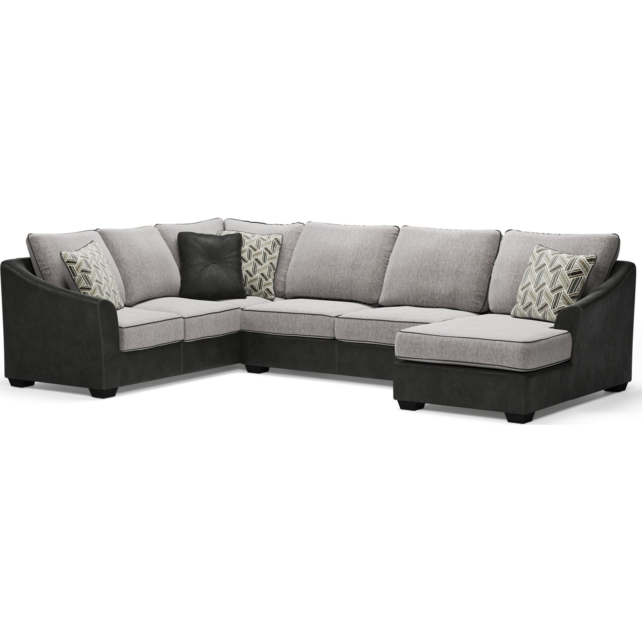Bilgray 3-Piece Sectional Sofa Set in Pewter Gray - Modern L-Shaped Couch for Living Room, Apartment & Lounge Comfortable Seating