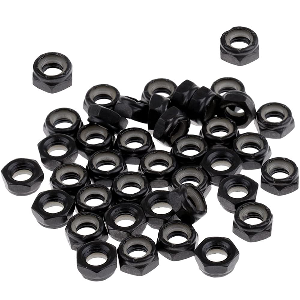 **Camsiom 50Pcs Heavy-Duty Skateboard & Longboard Axle Nuts - Black Replacement Hardware for Trucks & Wheels - Perfect for Skateboard Maintenance & DIY Upgrades**