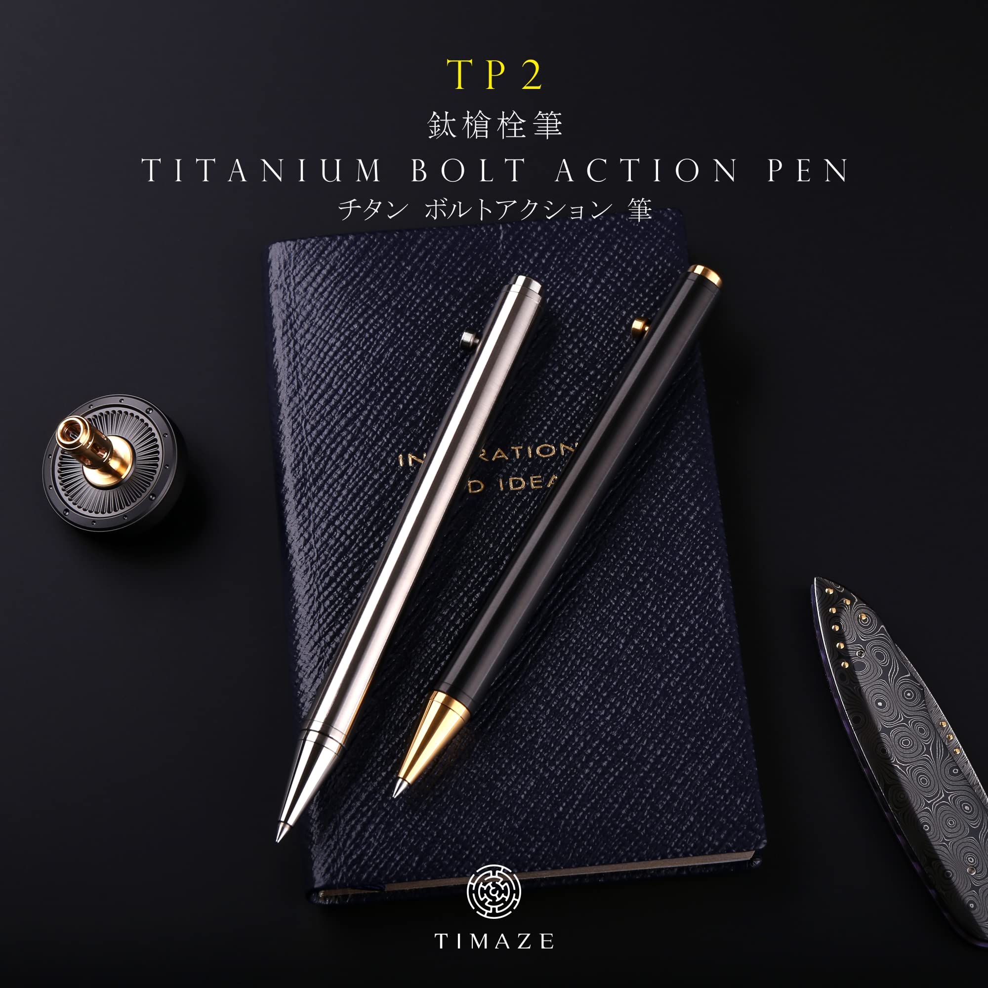 Premium Titanium Bolt-Action Pen - Black & Gold 5