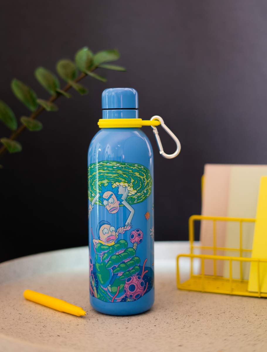Rick and Morty 500ml (17 oz) Stainless Steel Insulated Water Bottle - Hot & Cold Thermos for School, Gym, Travel | Cute Cartoon Gift for Fans