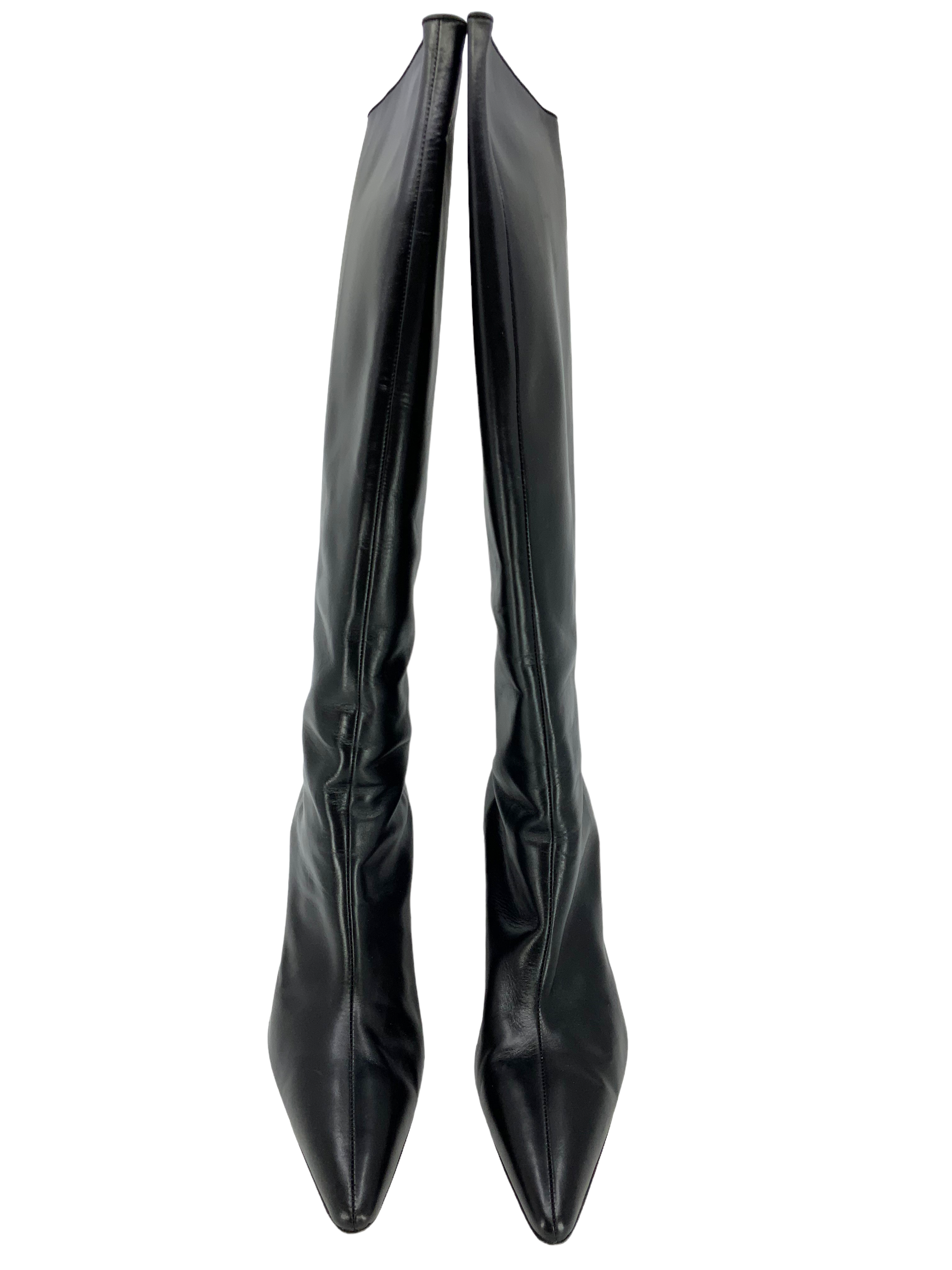 Manolo Blahnik Genuine Leather Knee High Boots for Women - Size 11 US - Elegant & Comfortable Winter Fashion Boots for Office, Party & Night Out