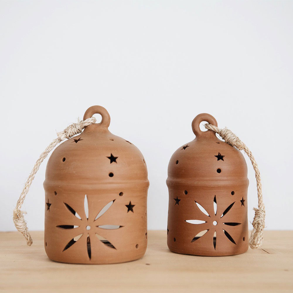 Handmade Terracotta Lantern - Rustic Outdoor & Indoor Decorative Lighting for Patio, Garden, or Home Decor