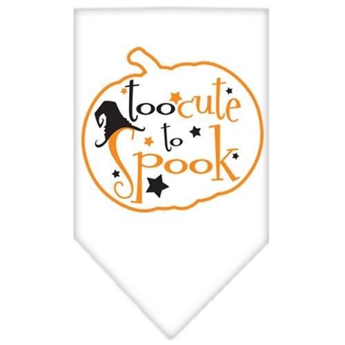 Halloween Pet Bandana for Dogs - 'Too Cute To Spook' Screen Printed Dog Bandana | Small White Pet Costume Accessory for Halloween Parties & Trick or Treat