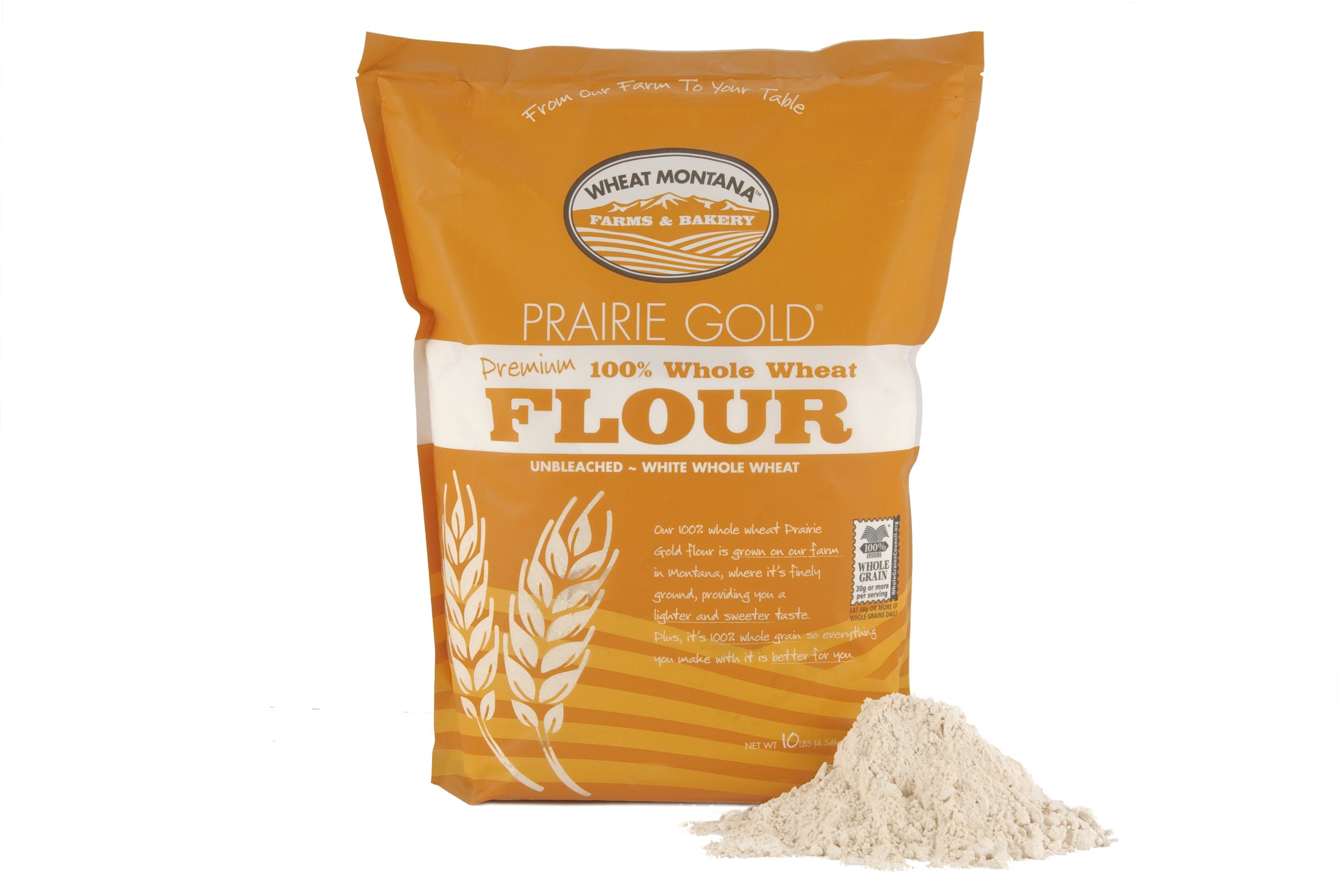 Premium Wheat Montana Prairie Gold Flour - 10 Pound (Pack of 4) | 100% Natural Whole Wheat Flour for Baking Bread, Pizza & Pastries | Perfect for Home Bakers & Professional Kitchens
