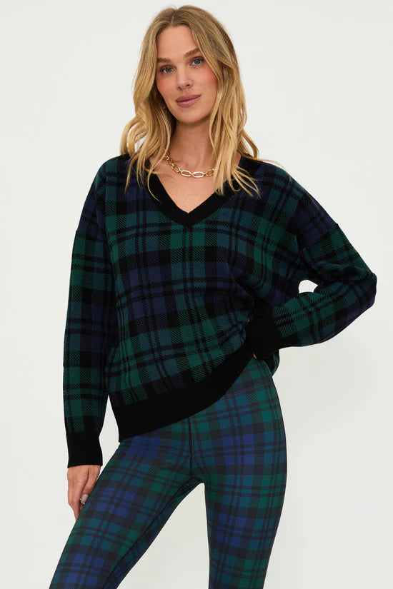Beach Riot Joey Sweater - Wintergreen Plaid Knit Pullover for Women | Cozy Fall & Winter Fashion | Perfect for Casual Outings, Coffee Dates, and Holiday Gatherings