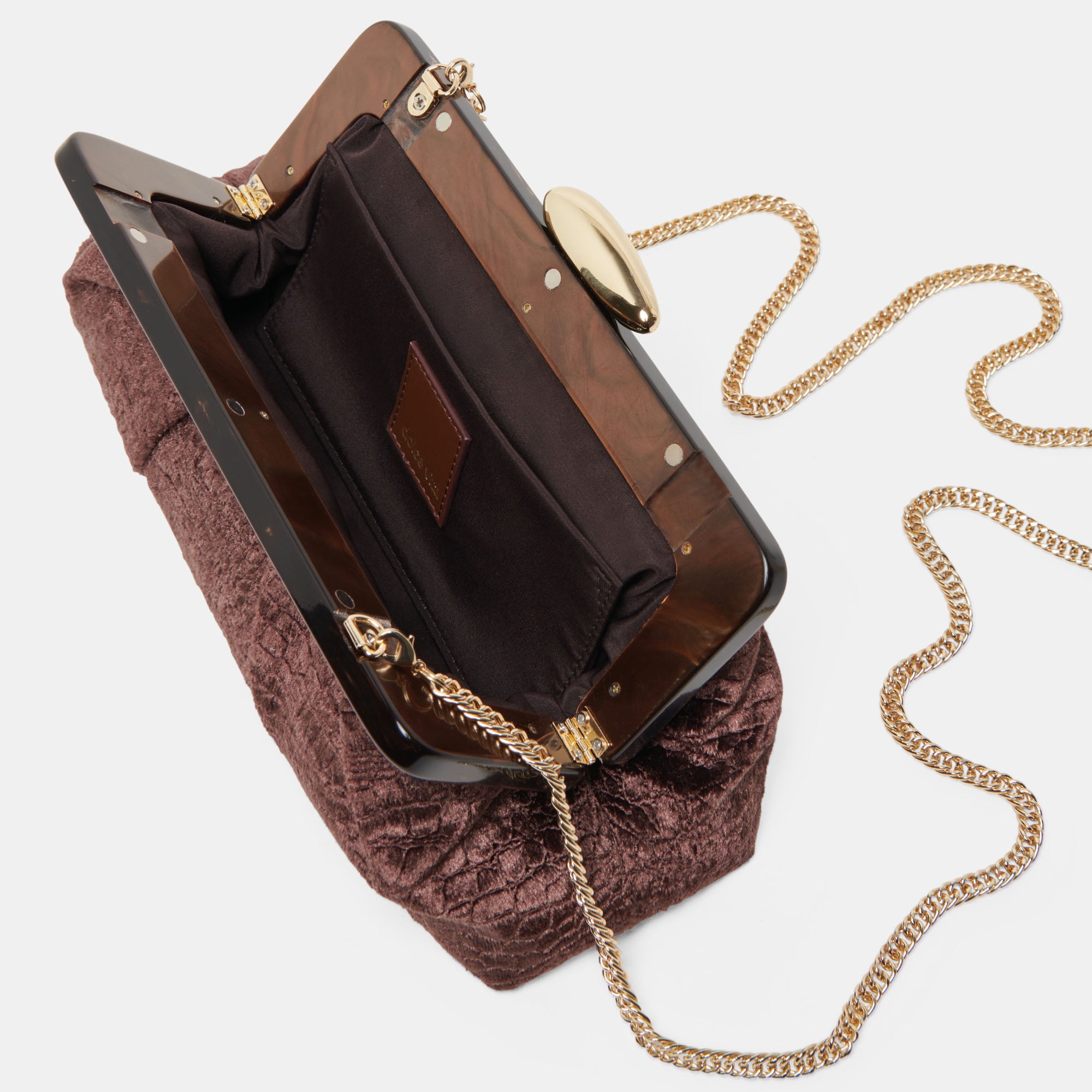 DANNY CLUTCH BROWN VELVET - Elegant Women's Evening Bag for Parties, Weddings & Special Occasions