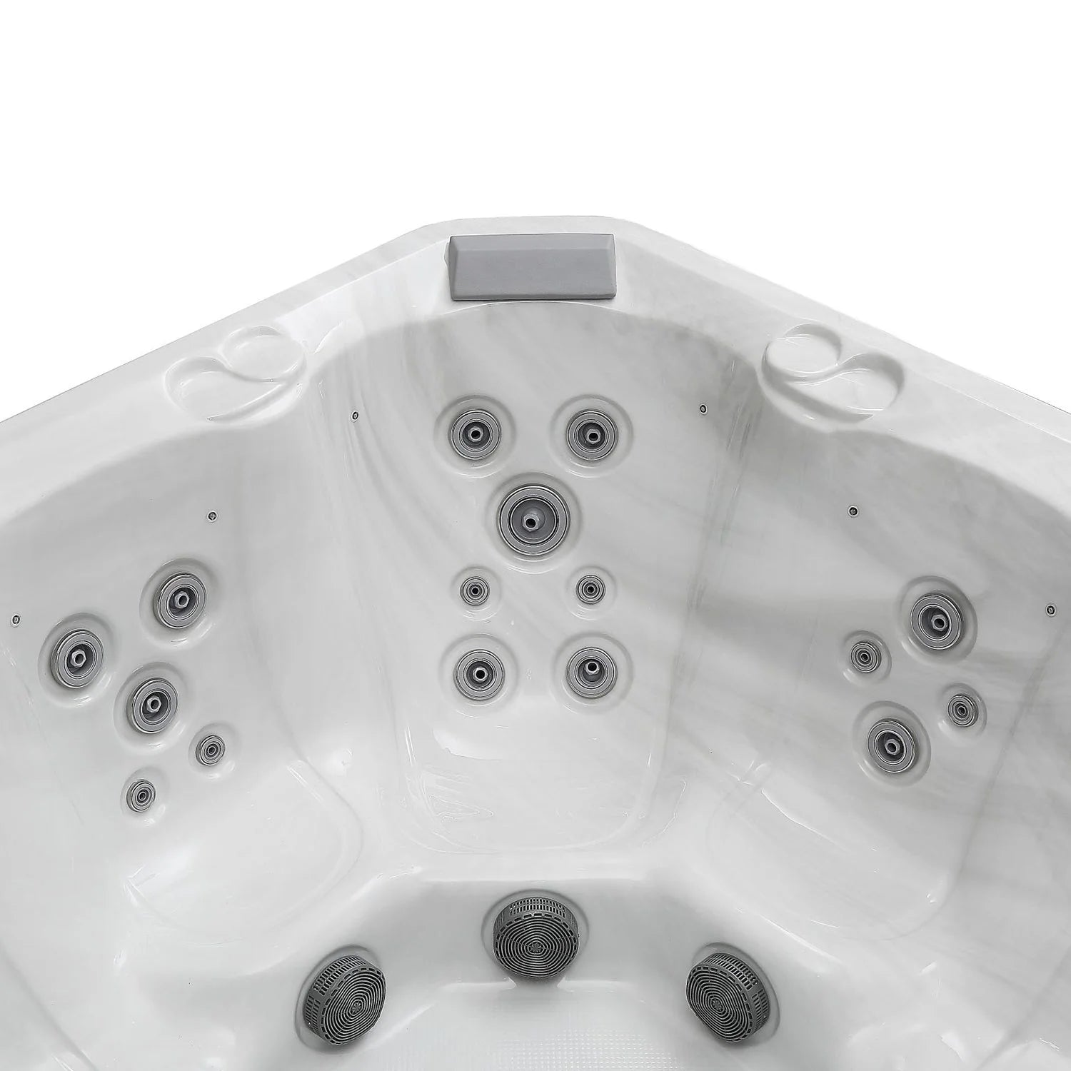 Empava 5-Person Outdoor Square Hot Tub with 41 Jets & LED Lights - 87