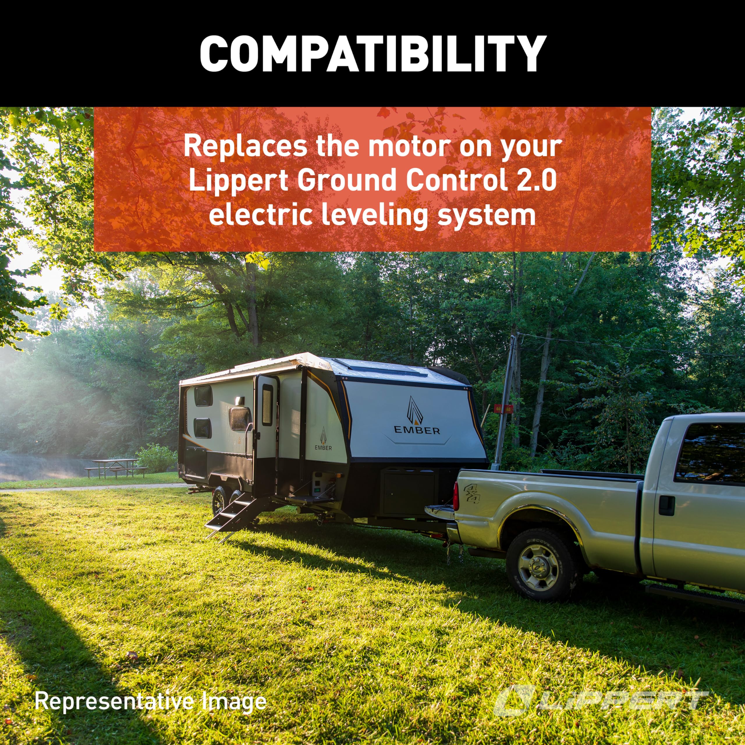 Lippert Ground Control 2.0 Replacement RV Electric Automatic Leveling System Heavy-Duty Drive Motor with Clutch, 5,430 RPM - 241795 | Compatible with Most RV Models | Perfect for Camping, Travel Trailers & Motorhomes