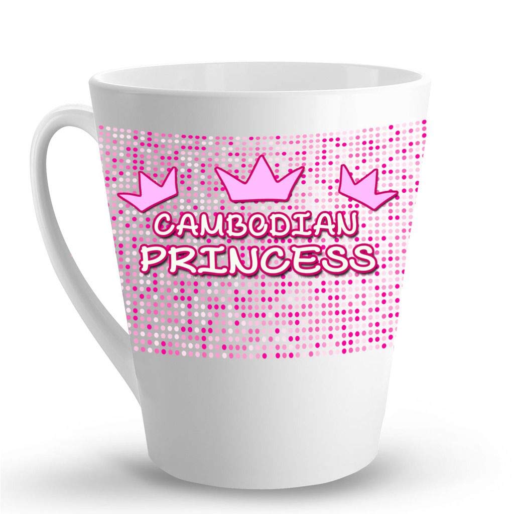 Cambodian Princess Ceramic Coffee Mug - 12 Oz Elegant Latte Cup for Women, Perfect for Tea, Hot Chocolate & Morning Coffee at Home or Office (Style p47)