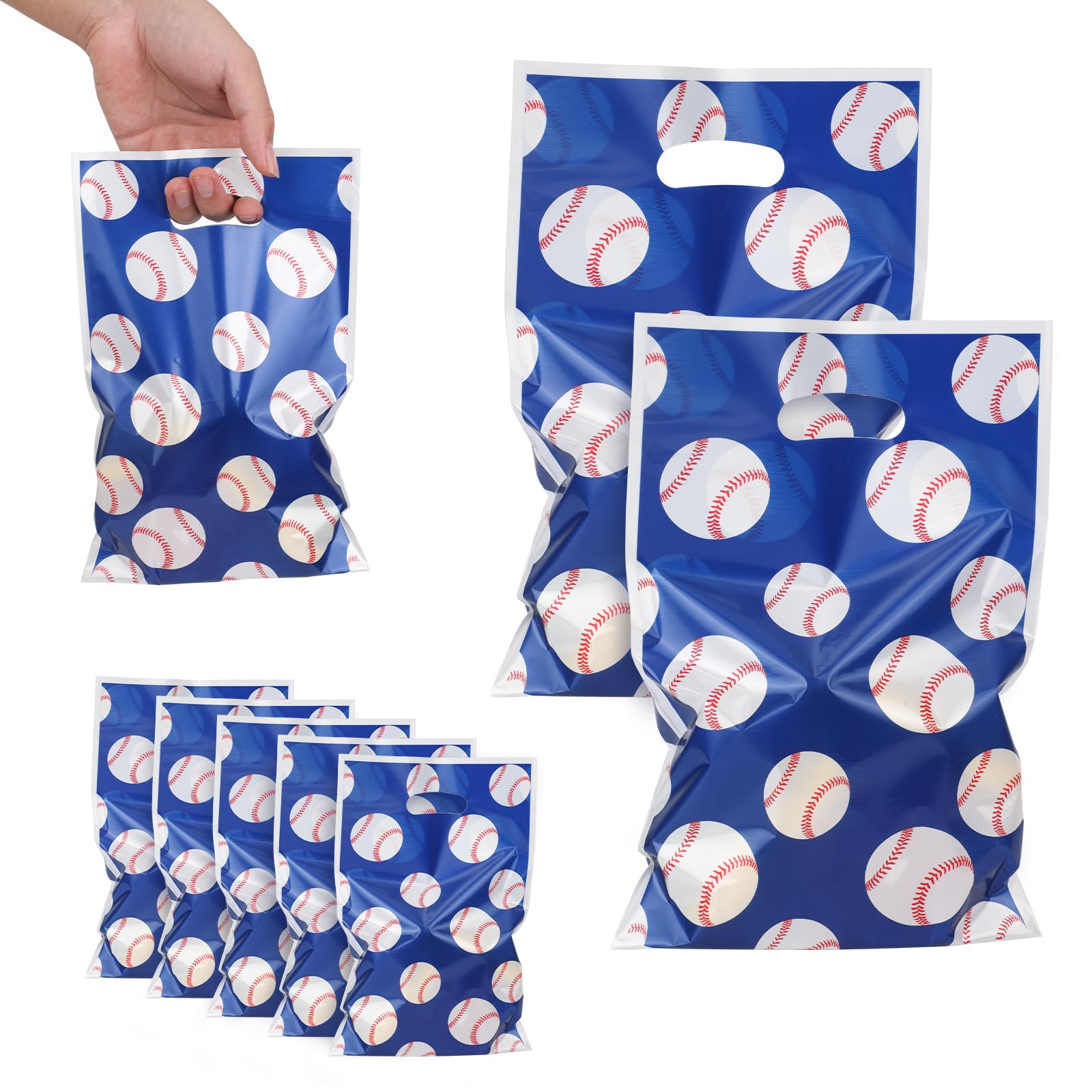 50pcs Baseball Party Favor Bags - Baseball Themed Gift Bags with Sport Design for Birthday, Festival & Sports Events - Perfect for Candy, Snacks & Goodie Supplies at Baseball Games, Team Parties & Celebrations