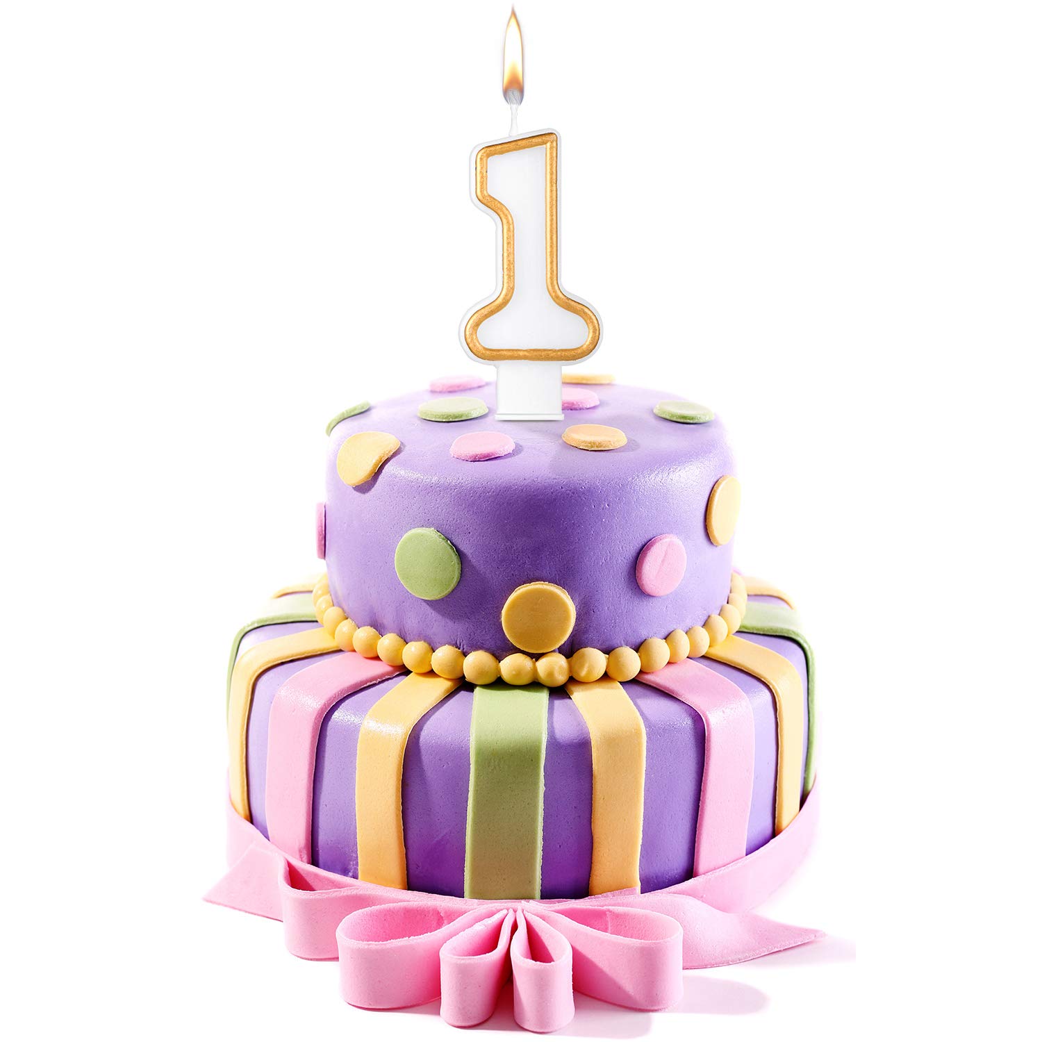 10-Piece White & Gold Edged Number Candles 0-9 - Elegant Cake Topper for Birthday, Wedding, Anniversary Parties - Perfect for Milestone Celebrations and Special Occasions