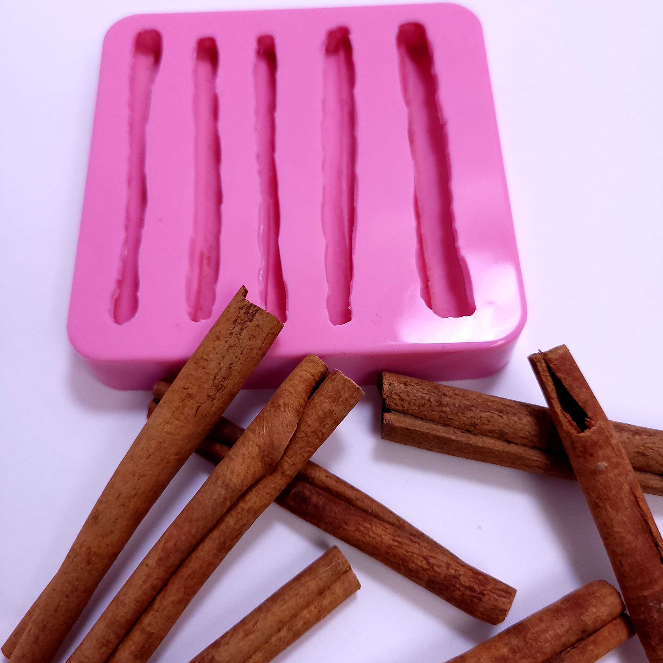 Premium 5-Cavity Cinnamon Silicone Mold for Wax, Resin & Soap Making - Realistic Flexible Baking Mold for DIY Candles, Crafts & Home Decor