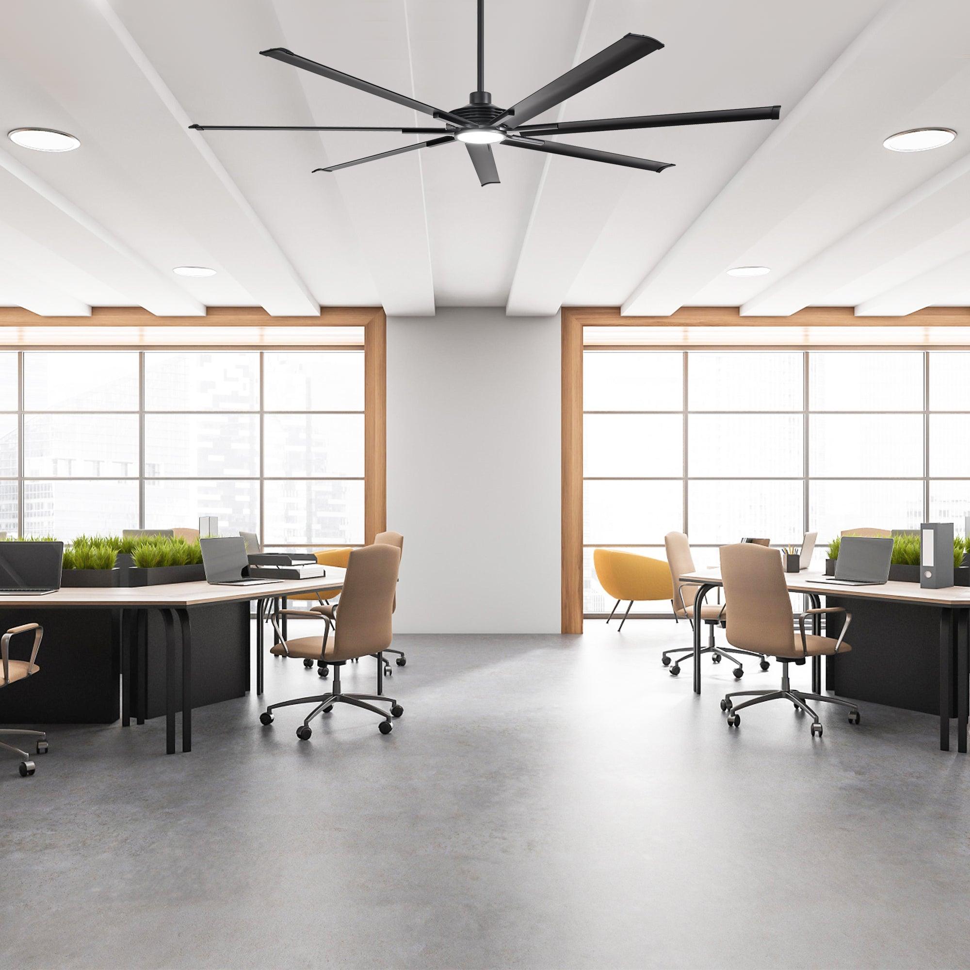 84 Inch & 100 Inch Large Black Ceiling Fan with Remote Control - Dimmable LED Light, Quiet Reversible Motor for Living Room, Bedroom, Patio - Energy Efficient Modern Home Cooling Solution