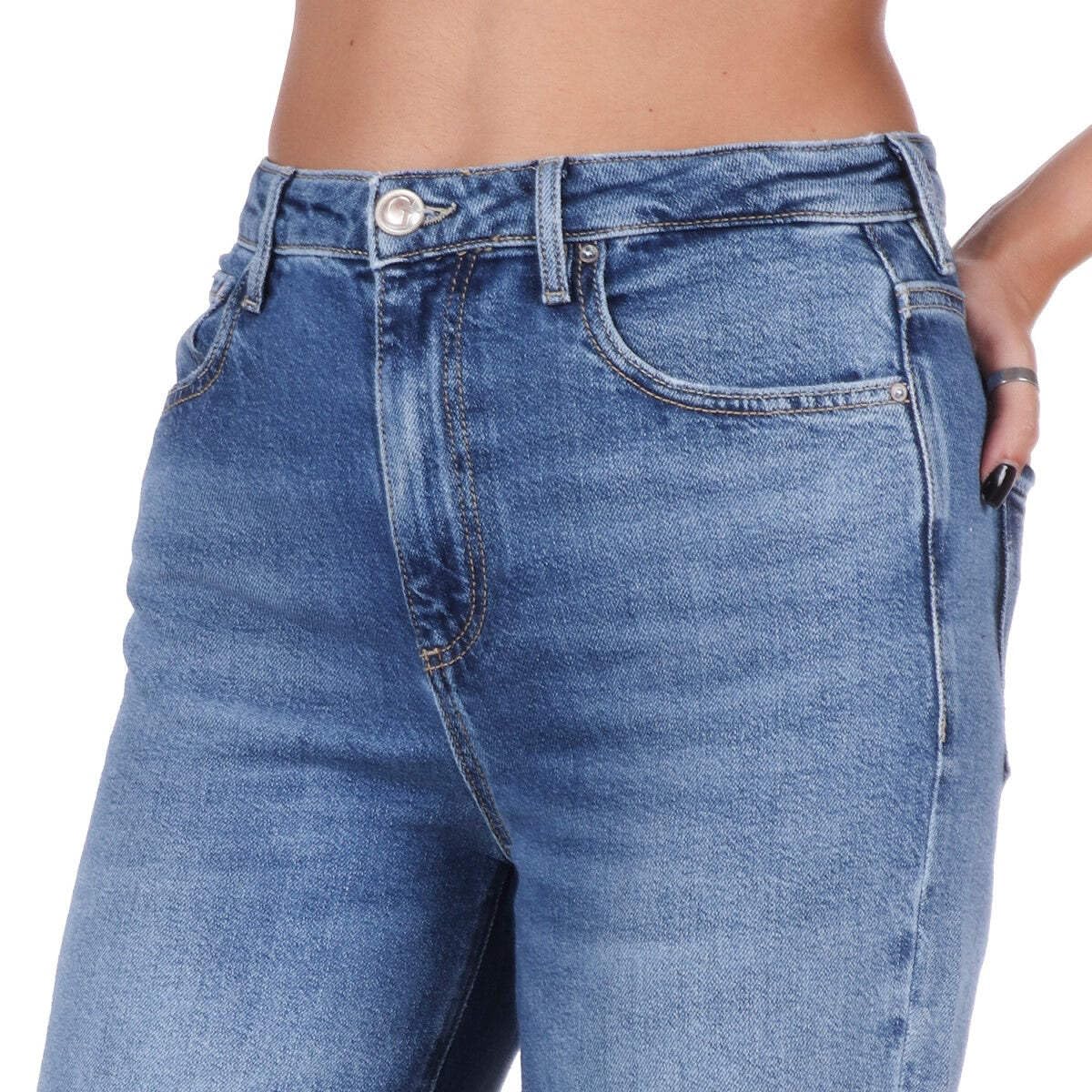 GUESS Women's Wide Leg Ankle Jeans - Trendy High Waist Stretch Denim Pants for Casual & Office Wear