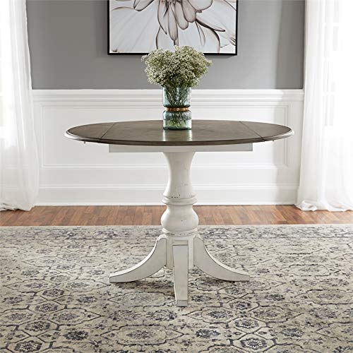 Liberty Furniture Magnolia Manor Drop Leaf Kitchen Dining Table - Antique White Finish - Perfect for Small Spaces, Breakfast Nooks & Cozy Dining Areas
