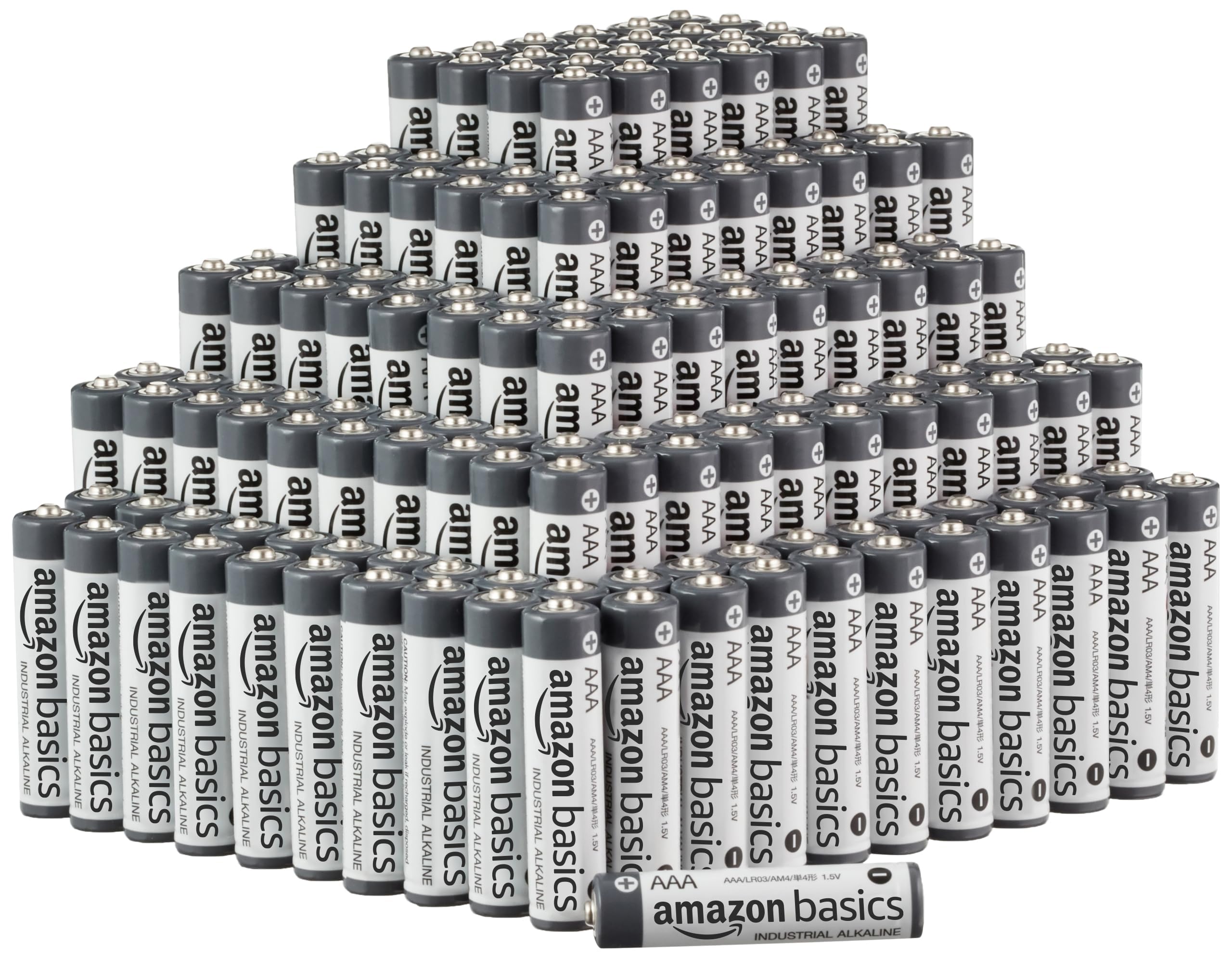 Amazon Basics 250-Pack AAA Alkaline Industrial Batteries, 1.5 Volt, Long-Lasting Power with 5-Year Shelf Life - Perfect for Toys, Remote Controls, Flashlights, and Electronic Devices