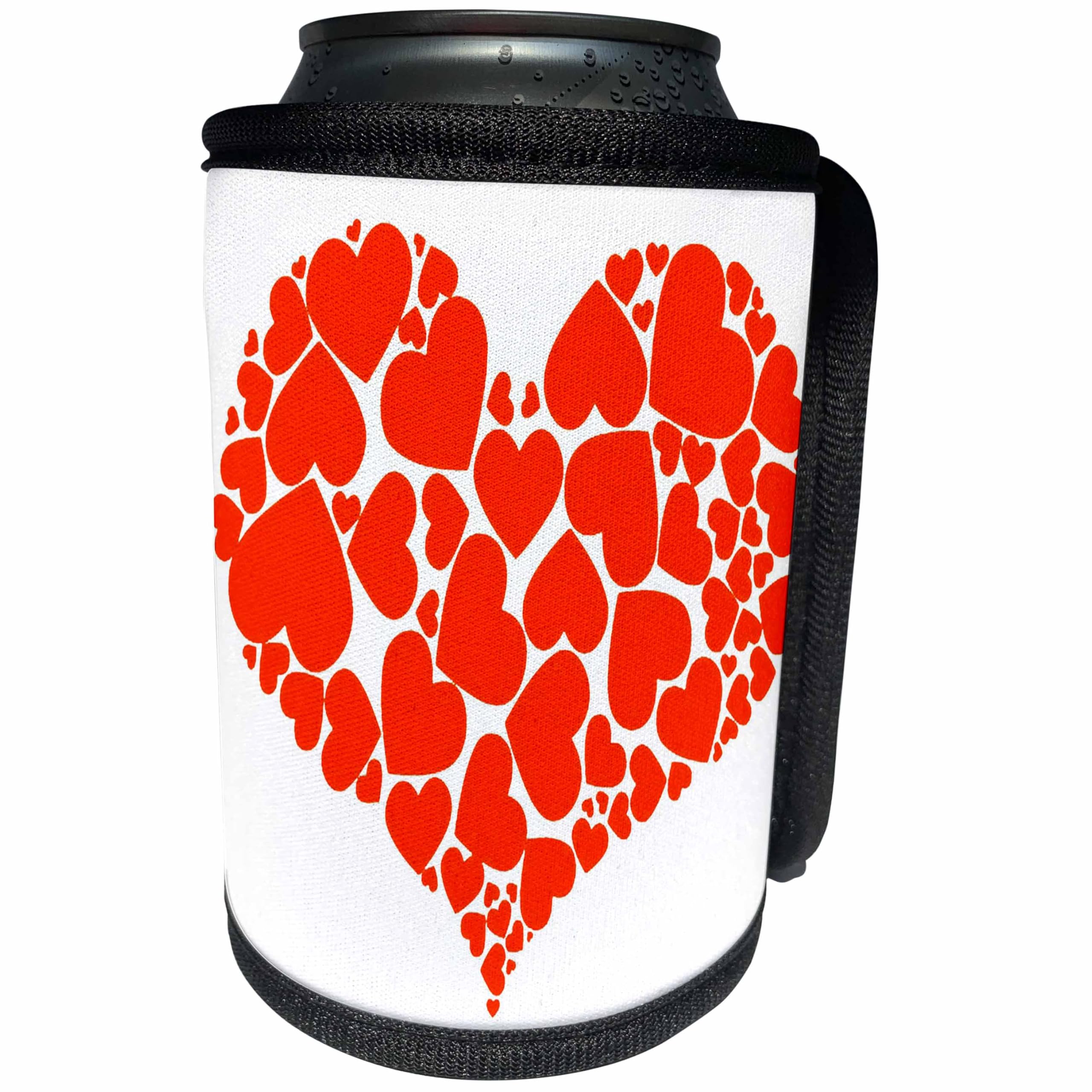 Valentine's Day Can Cooler Bottle Wrap - Red Heart Design with Love Theme for Beer Soda Cans - Perfect for Valentine's Gifts, Parties & Romantic Dates