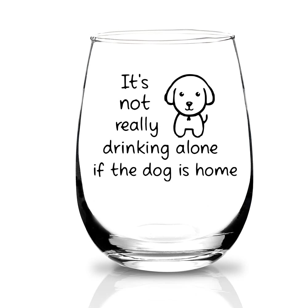 KFK Dog Mom Gifts for Women - Funny Wine Glass for Dog Lovers | Perfect Birthday, Valentine's Day, Mothers Day & Christmas Present | Cute Saying 'If The Dog Is Home' | Great for Wine Nights & Pet Lover Celebrations