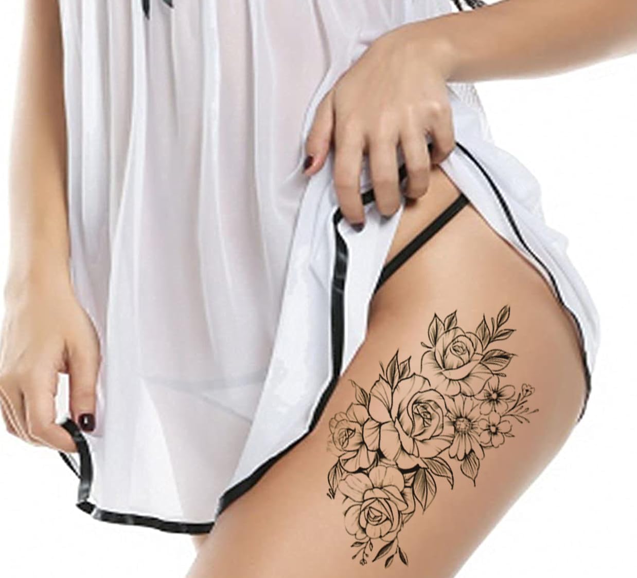 3D Temporary Tattoo Stickers for Men & Women - Waterproof Fake Tattoos with Flowers, Butterflies, Stars & Angel Designs - Realistic Body Art for Adults & Teens (21x15cm) - Perfect for Parties, Halloween, Cosplay & Honeymoon Looks