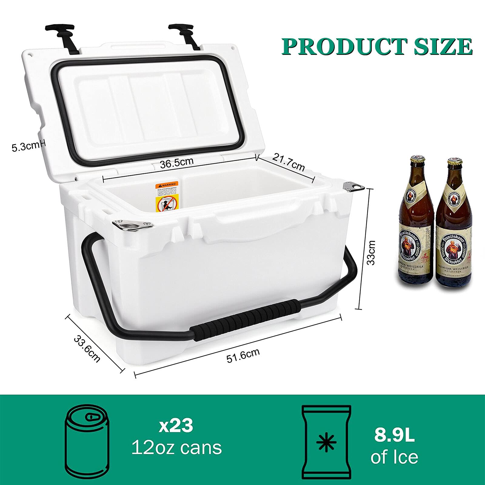 20 Quart DRM Camping Cooler - Insulated Ice Chest for Outdoor Adventures, Picnics & Beach Trips | Portable Grey Plastic Cooler Box for Camping, Tailgating & Backyard BBQs