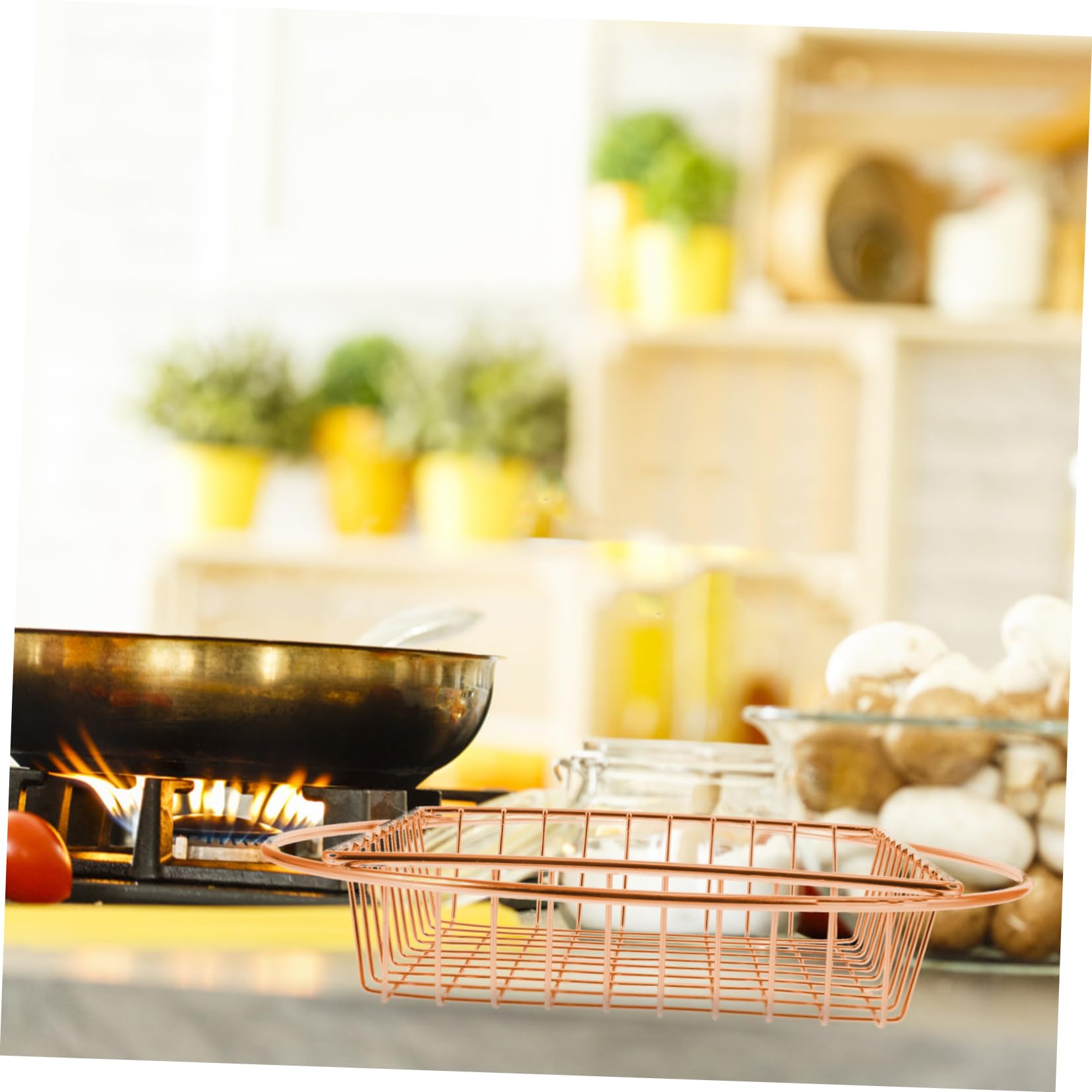 HEMOTON Mini Deep Fryer Basket Set - Square & Round Wire Food Strainer Baskets for Fast Food Serving, Durable Storage, and Steaming | Perfect for Restaurants, Food Trucks, and Home Kitchen Use