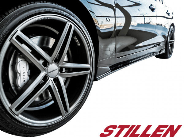 2014-2017 Infiniti Q50 Matte Black Side Skirts Body Kit - KB11228MB | Perfect for Car Customization & Styling Upgrades
