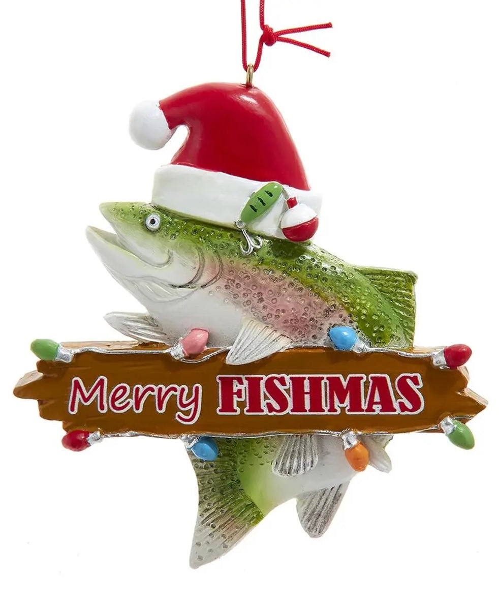4 Merry Fishmas Trout Ornament - Christmas Tree Decorations for Holiday Fishing Lovers | Perfect for Xmas Gifts, Home Decor & Festive Party Supplies