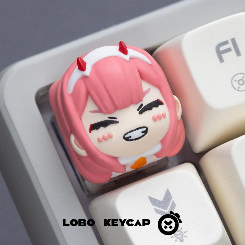 DARLING IN THE FRANXX 02 Zero Two Anime Resin Keycaps - Custom Mechanical Keyboard Keycap Set for Cherry MX Switches - Perfect for Gaming, Typing & Anime Collections