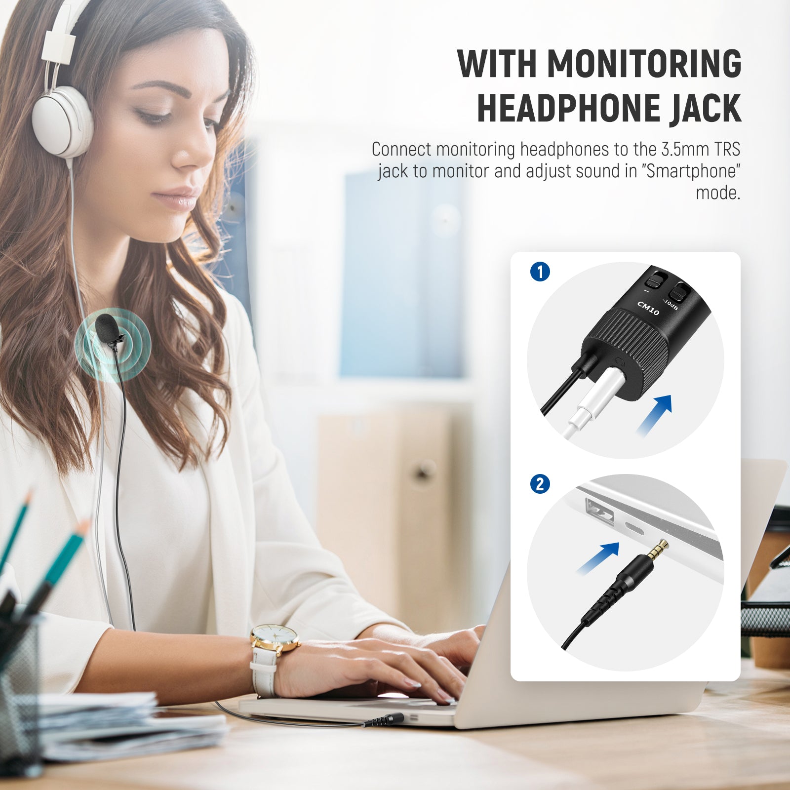 NEEWER CM10 Plug & Play 3.5mm TRRS Lavalier Microphone for DSLR Camera, Smartphone, YouTube Videos & Podcasting - Compact Clip-On Mic for Vlogging, Interviews & Live Streaming