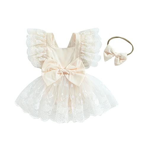 Apricot Bow Lace Romper