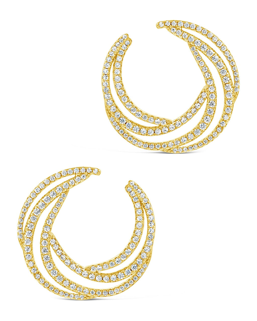 Emma CZ Swirl Statement Stud Earrings – Elegant Cubic Zirconia Dangle Earrings for Women | Perfect for Parties, Weddings & Date Nights
