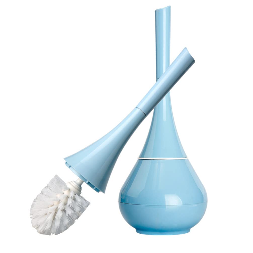 DOITOOL Toilet Brush and Holder Set - Compact Plastic Bathroom Cleaning Tool with Vase Design for Toilet Bowl (Sky Blue) - Ideal for Small Bathrooms, Apartments, and RVs