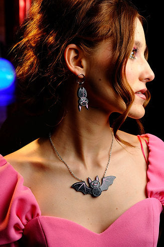 Laliblue Bat Earrings - Gothic Bat Wing Dangle Earrings for Women, Halloween Jewelry, Vampire Costume Accessories | Perfect for Halloween Parties, Cosplay, and Gothic Fashion