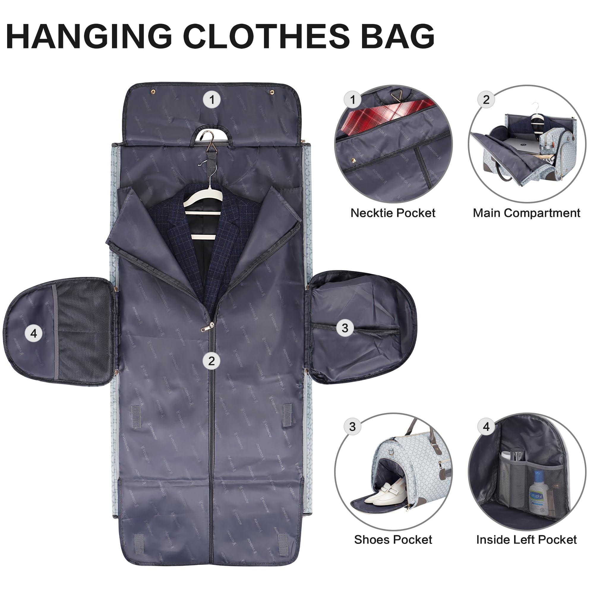 2-in-1 Waterproof Convertible Garment Bag with Shoe Compartment & Toiletry Bag - Carry On Travel Garment Duffle for Men & Women - Perfect for Business Trips, Weddings, and Airplane Travel