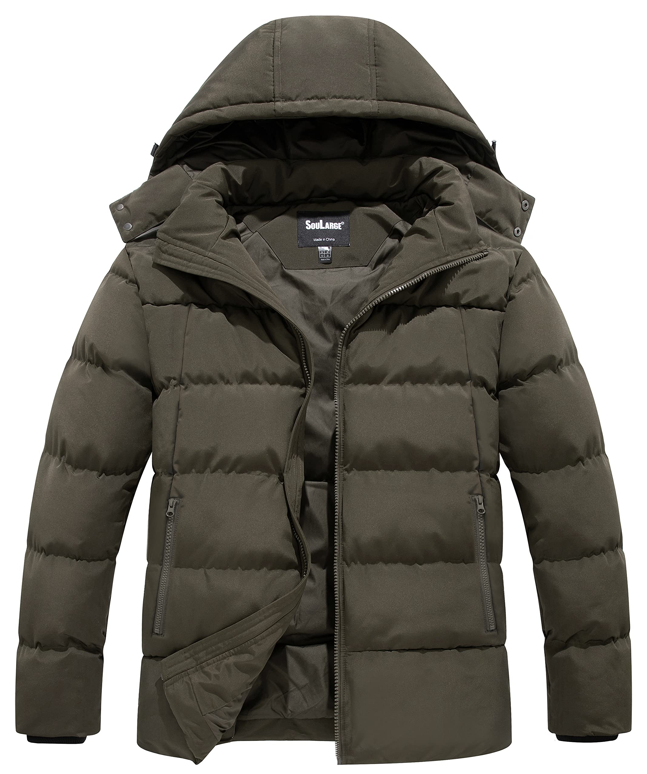Soularge Men's Big and Tall Winter Puffer Jacket - Heavyweight Insulated Hooded Coat for Cold Weather | Outdoor Activities, Snow Sports & Daily Wear