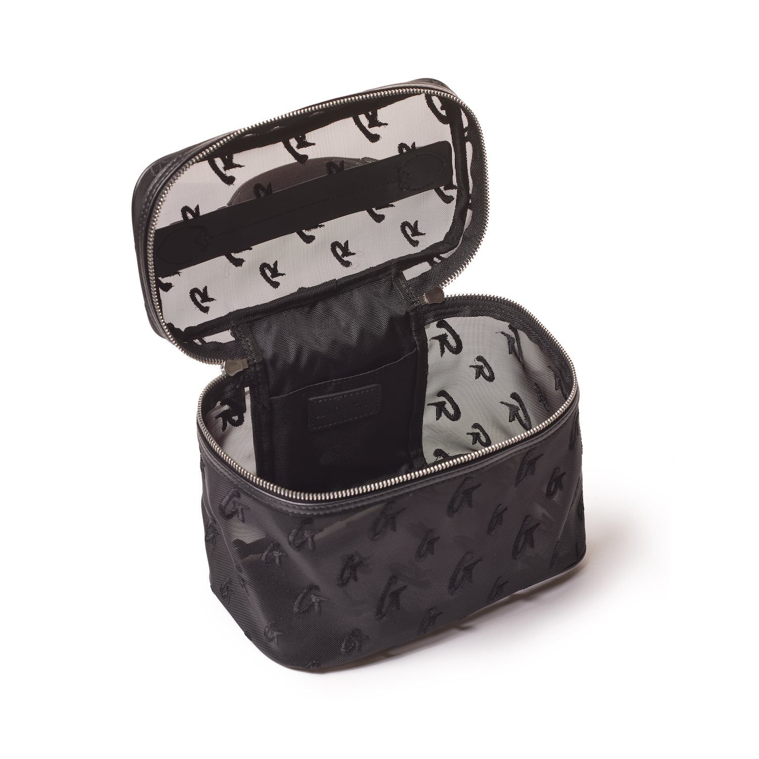 Large Mesh Monogram Toiletry Bag - Black | Waterproof Travel Cosmetic Organizer for Gym, Vacation & Business Trips