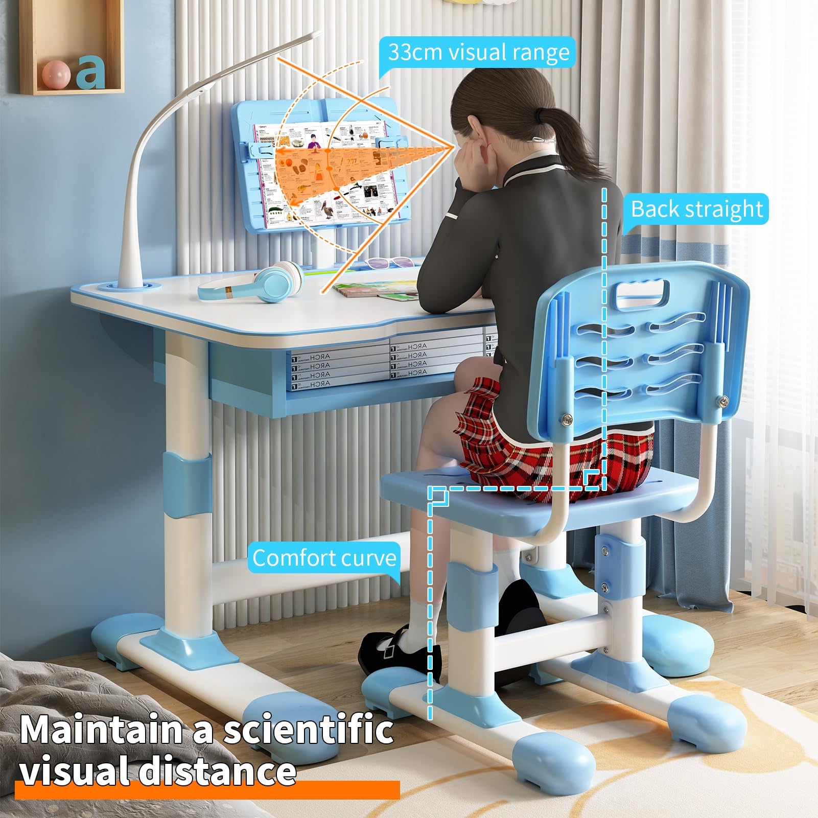 Adjustable Kids Study Desk & Chair Set with Drawer - Perfect for Homework & Drawing