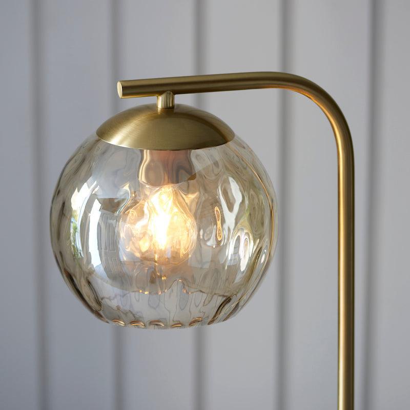 Modern Brass Floor Lamp with Dimple Design - Elegant Lighting for Living Room, Bedroom & Office - Open Box