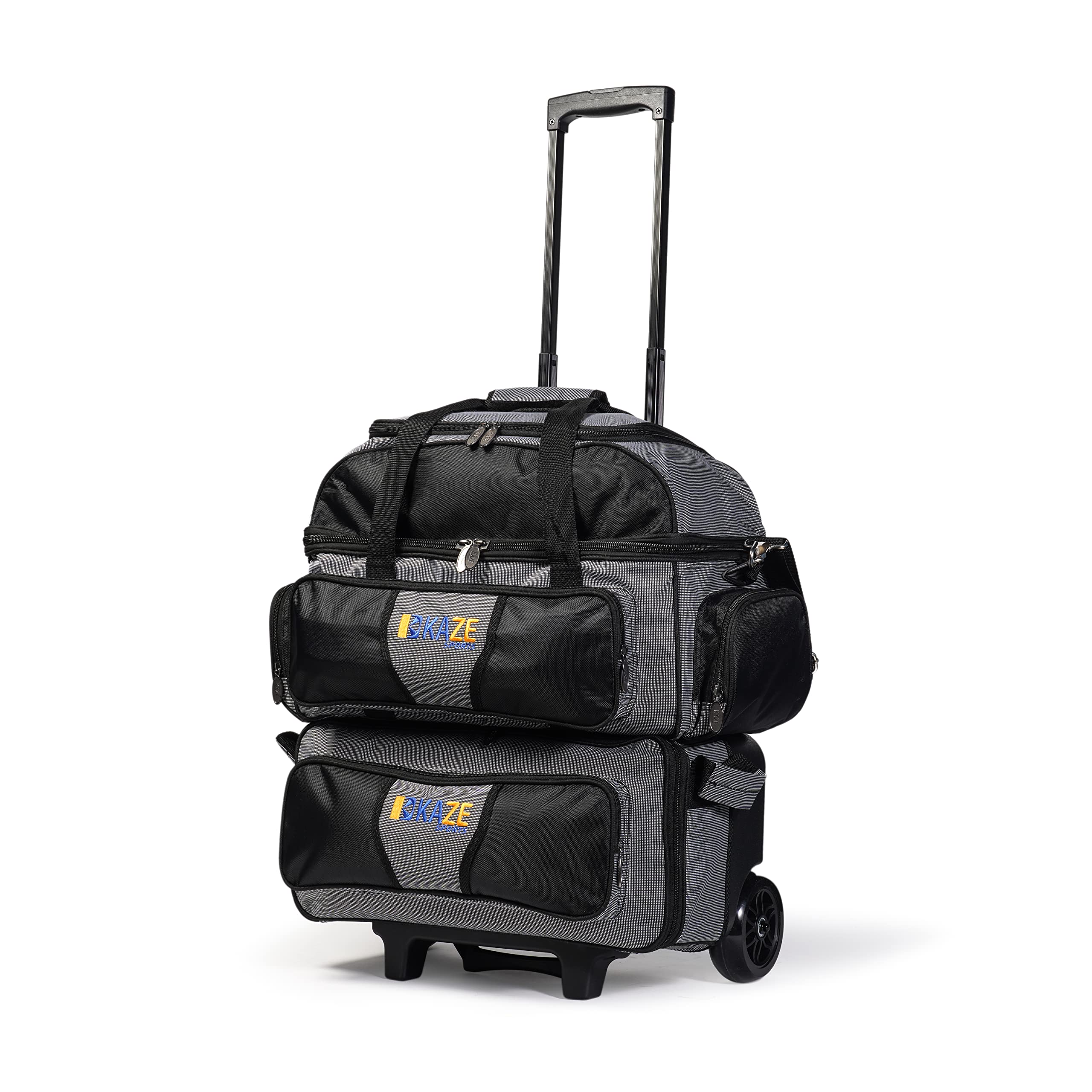 4 Ball Double Deck Bowling Roller Bag - Heavy Duty Bowling Ball Carrier with Wheels for Easy Transport - Perfect for League Play & Tournament Travel