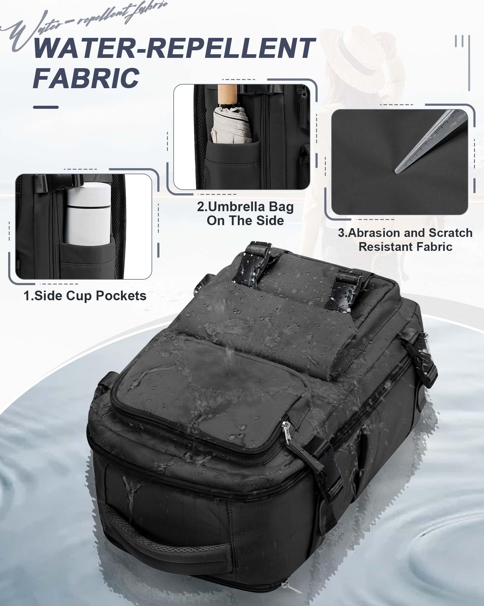 Lightweight Black Travel Backpack for Women & Men - TSA Approved Carry-On Flight Backpack, Casual Daypack & Hiking Rucksack with Laptop Compartment - Perfect for Business Trips, Air Travel & Outdoor Adventures