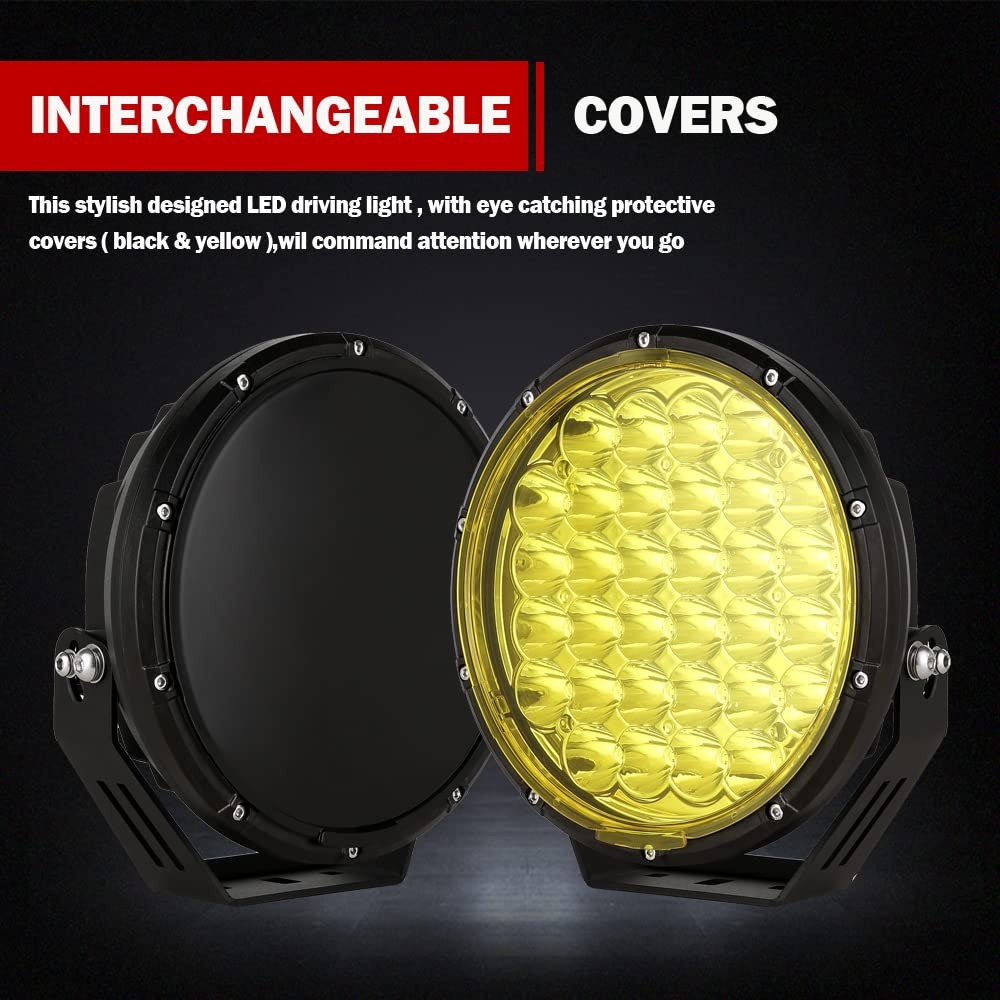 BIGLION.X 9 Inch Round LED Offroad Lights Pair - 320W Amber Driving Lights, Super Bright 48800LM Spot Lights, Waterproof IP68, 12V/24V Compatible for Pickup Trucks, SUVs, UTVs, 4WD - Perfect for Off-Roading, Night Driving & Adventure Vehicles
