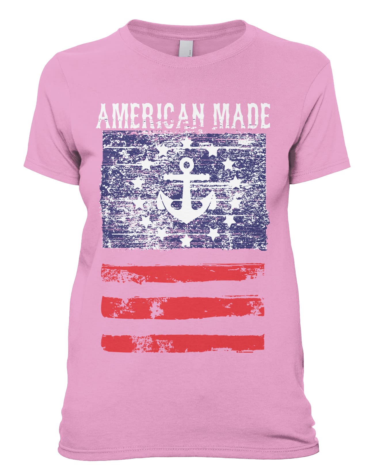 USA Flag T-Shirt for Women - Faded Anchor Design | Patriotic Casual Wear