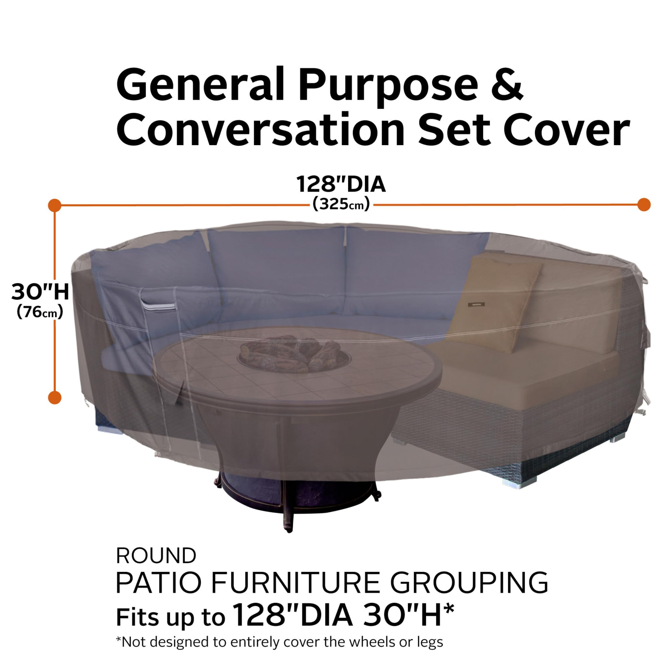 Waterproof Ravenna Outdoor Furniture Cover 128x30 Inch for Patio & Garden