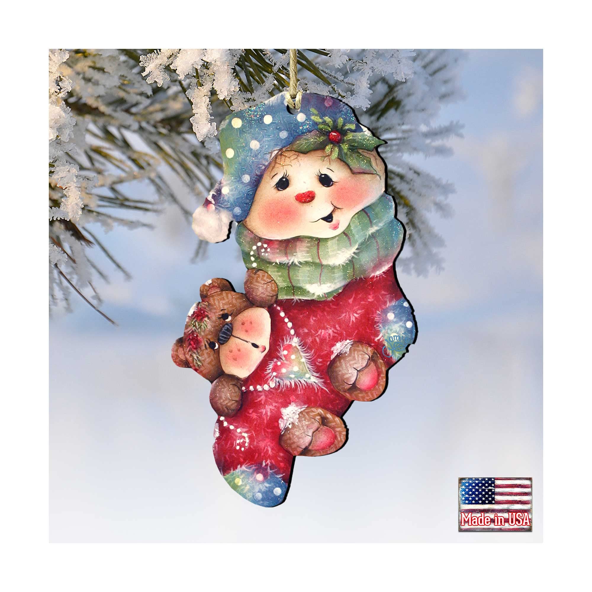 Bearly Hanging Wooden Ornament Set of 2 - Handcrafted Easter Spring Home Decor by Jamie Mills-Price - Perfect for Christmas Tree, Gift Giving & Seasonal Wall Decor