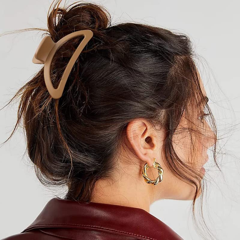 FAMEZA 4Pcs Matte Neutral Claw Hair Clips for Thin to Medium Hair - Non-Slip Semicircle Hair Clips for Women & Girls - Perfect for School, Work, Travel & Everyday Styling