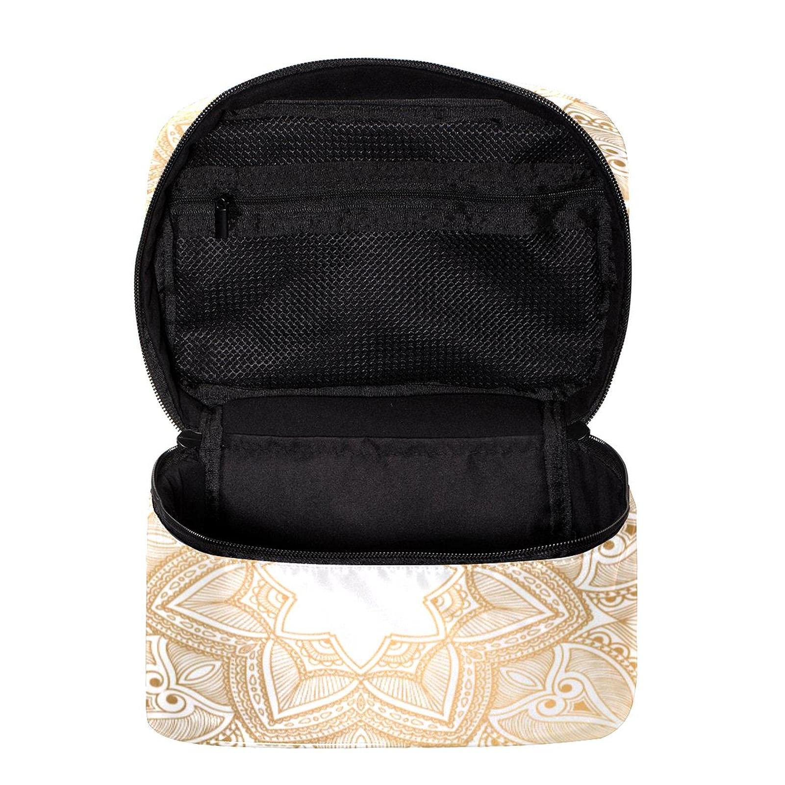 Golden Mandala Makeup Bag Large Cosmetic Organizer for Women | Travel & Toiletry Storage