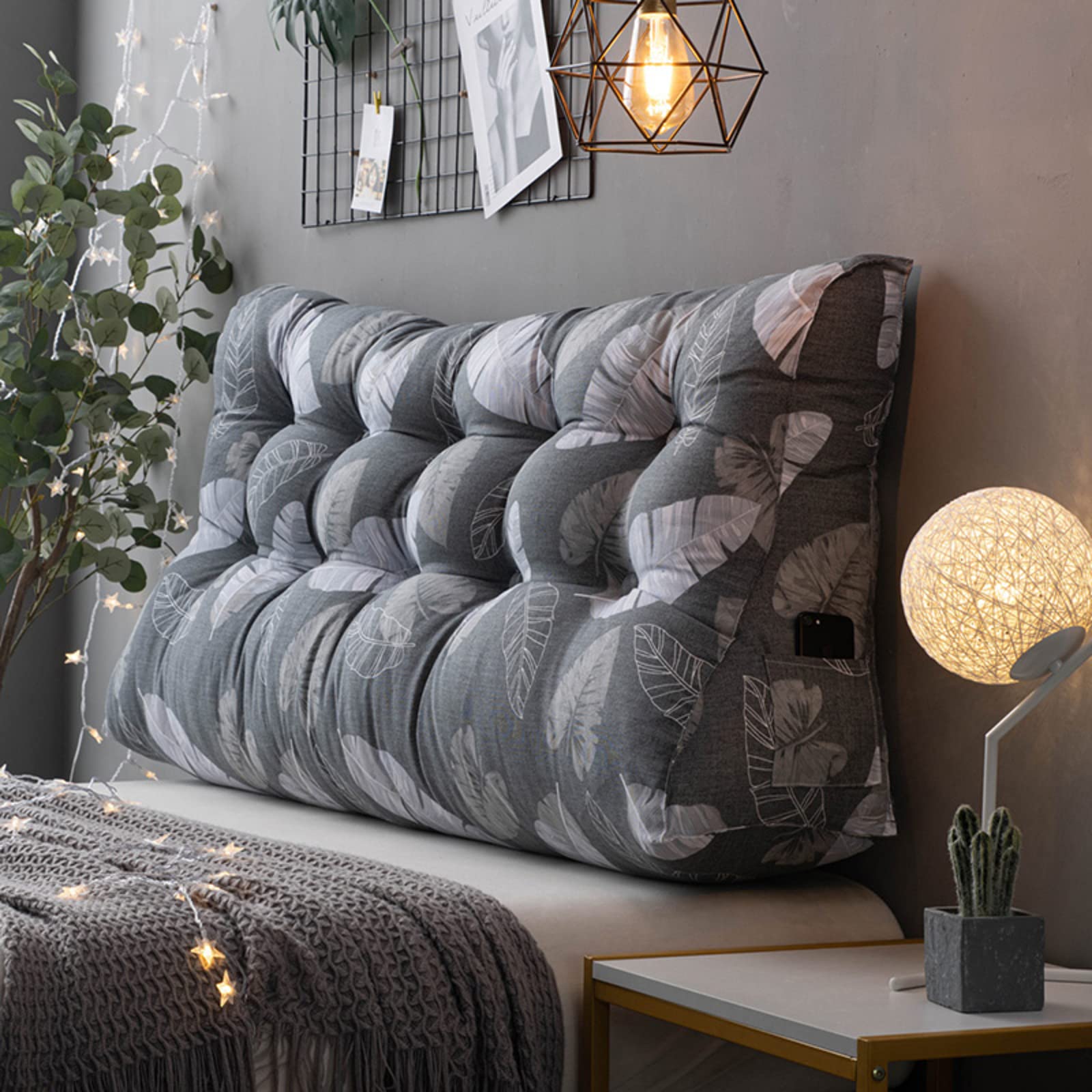 Large Triangular Reading Pillow for Bed - Extra Firm Backrest Support (59in) | Perfect for Reading, Watching TV & Relaxing in Bed | Twin, Full, Queen & King Size