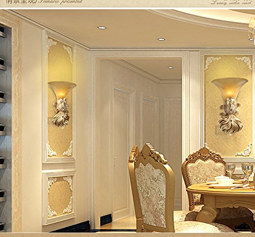 Classic Resin Golden Fish Wall Lights - European Style Mermaid Bedroom & Living Room Lighting - Staircase, Balcony, Aisle Wall Fixtures for Home Decor